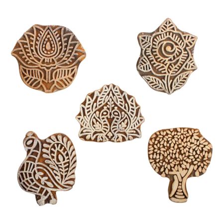 Set of 5 Piece New Mix Wooden Printing Block